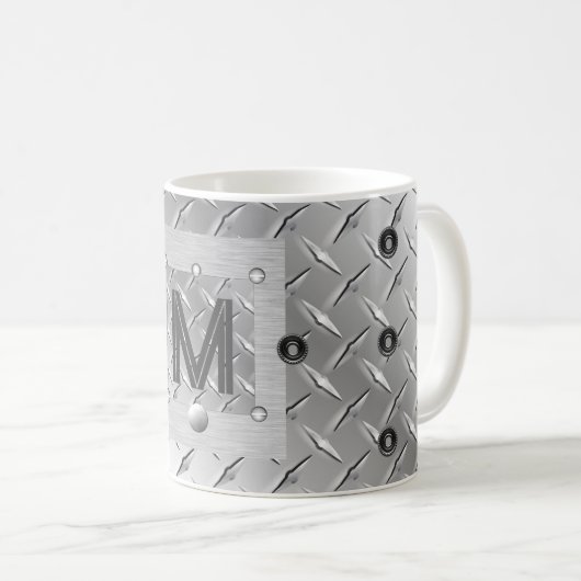 金属と鋼のイニシャルマグ コーヒーマグカップ (正面右)