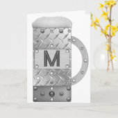 金属と鋼の男性イニシャルビアカード カード (黄色い花)