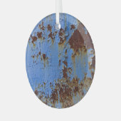 金属と青絵を描のテクスチャ ガラスオーナメント (正面左)