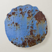金属と青絵を描のテクスチャ ラウンドクッション (裏面)