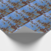 金属と青絵を描のテクスチャ ラッピングペーパー (角)