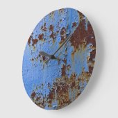 金属と青絵を描のテクスチャ ラージ壁時計 (傾斜)