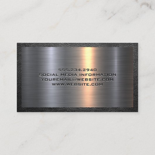 金属と革 | ホームハンマーのロゴ 名刺 (裏面)