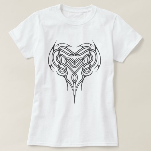 金属のケルト族のハートの結び目 Tシャツ (デザイン正面)