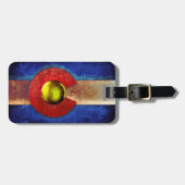 金属のコロラド州の錆つかせた旗 ラゲッジタグ (正面横)