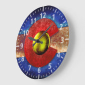 金属のコロラド州の錆つかせた旗 ラージ壁時計 (傾斜)