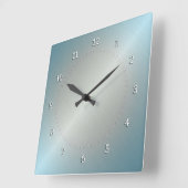 金属の光沢を持つ銀と青のグラデーション。 スクエア壁時計 (傾斜)