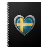 金属の効果のスウェーデンのハートの旗 ノートブック (正面)