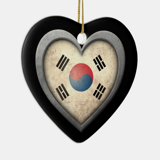 金属の効果の韓国のハートの旗 セラミックオーナメント (右)