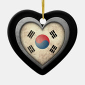 金属の効果の韓国のハートの旗 セラミックオーナメント (正面)
