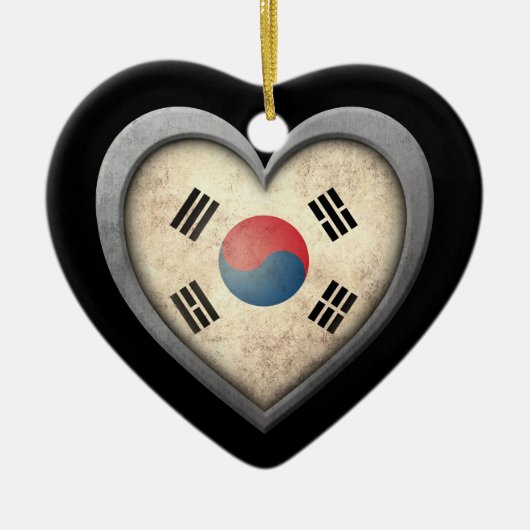 金属の効果の韓国のハートの旗 セラミックオーナメント (正面)