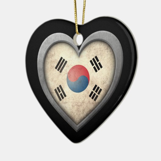 金属の効果の韓国のハートの旗 セラミックオーナメント (左)