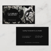 金属の名刺のDJのヘッドホーン及び（ばちゃばちゃ）跳ねる 名刺 (正面/裏面)