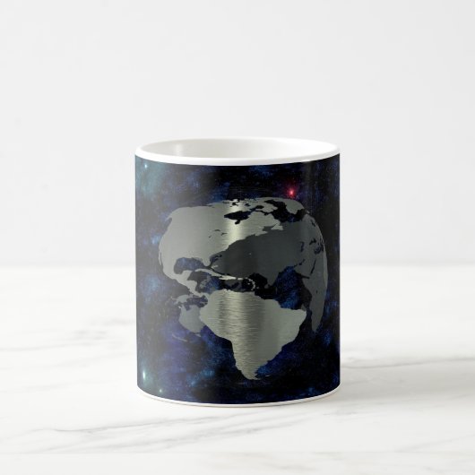金属の地球の地球 コーヒーマグカップ (中央)