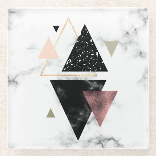 金属の大理石の幾何学的設計 ガラスコースター (正面)