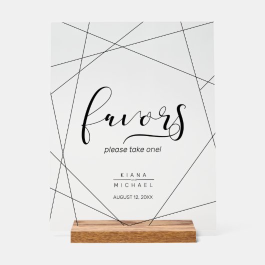 金属の幾何学模様が銀を引き立てるID648 アクリルサイン (正面)