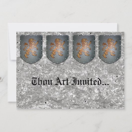 金属の盾のライオンの灰色のフェイクな石 招待状 (正面)