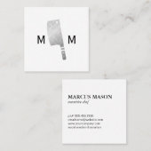 金属の肉切り包丁モノグラム スクエア名刺 (正面/裏面)