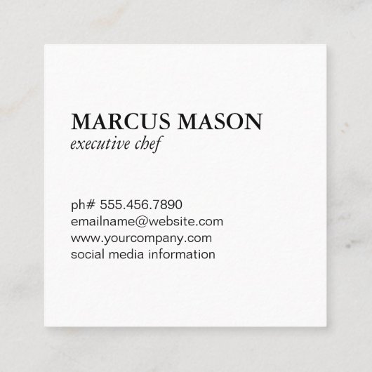 金属の肉切り包丁モノグラム スクエア名刺 (裏面)