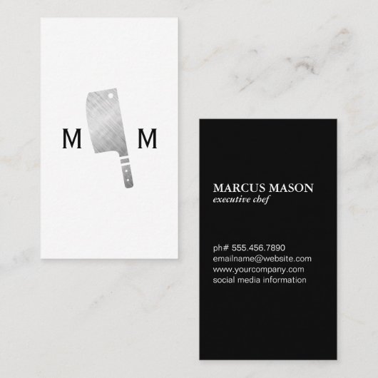 金属の肉切り包丁モノグラム 名刺 (正面/裏面)