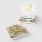 金属の色大切、抽象芸術フラクタル・アート ストーンコースター (横)