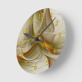 金属の色大切、抽象芸術フラクタル・アート ラウンド壁時計 (傾斜)