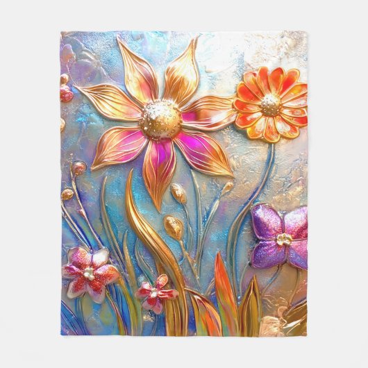 金属の花 フリースブランケット (正面)