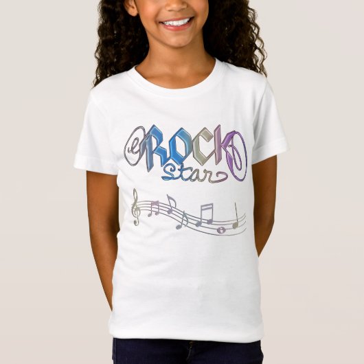 金属の虹のロックスターは子供音楽Tシャツに注意します Tシャツ (正面)