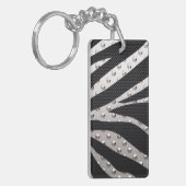 金属の質のシマウマのプリントDBLはKeychain味方しました キーホルダー (正面左)