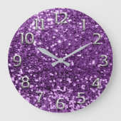 金属の銀製灰色の灰色のアラビア数字の紫色のプラム ラージ壁時計 (正面)