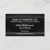 金属の鋼鉄および銃のガンショップの名刺 名刺 (裏面)