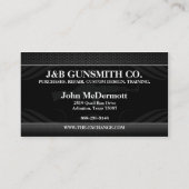 金属の鋼鉄および銃のガンショップの名刺 名刺 (裏面)