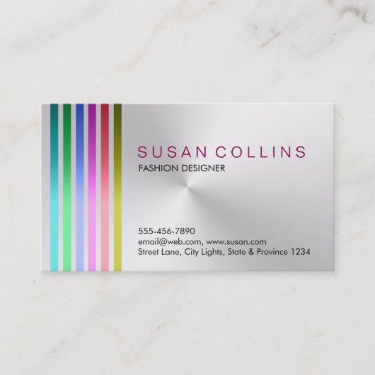 金属の鋼鉄専門のきれいでストライプのなアルミニウム 名刺 (正面)