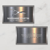 金属アルミニウムシルバーブラシ |はさみ 名刺 (正面/裏面)