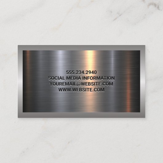 金属アルミニウムシルバーブラシ |エステート実在ロゴ 名刺 (裏面)