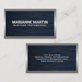 金属アルミニウムシルバーブラシ | ダークブルー 名刺 (正面/裏面)