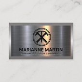 金属アルミニウムシルバーブラシ |ハンマーと爪、 ネイル 名刺 (正面)