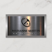 金属アルミニウムシルバーブラシ |ホームハンマーロゴ 名刺 (正面)