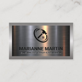 金属アルミニウムシルバーブラシ |ホームハンマーロゴ 名刺