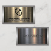 金属アルミニウムシルバーブラシ |ホームハンマーロゴB 名刺 (正面/裏面)