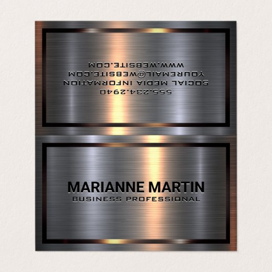 金属アルミニウムシルバーブラシ |メタリック縁ど 名刺 (外部フラット)