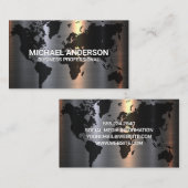 金属アルミニウムシルバーブラシ |世界地図 名刺 (正面/裏面)