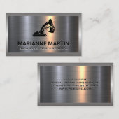 金属アルミニウムシルバーブラシ | 地球引越し業者ロゴ 名刺 (正面/裏面)