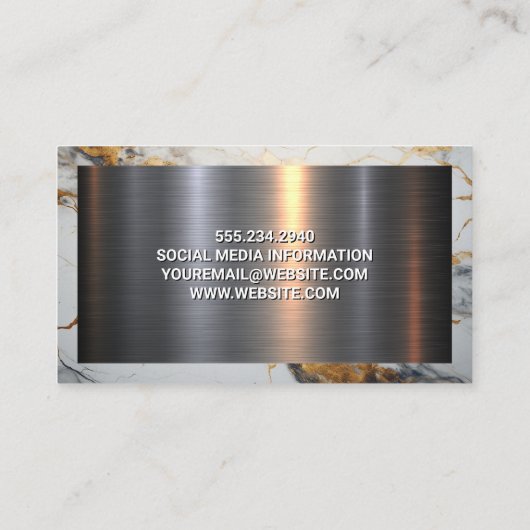 金属アルミニウムシルバーブラシ |大理石金ゴールド 名刺 (裏面)