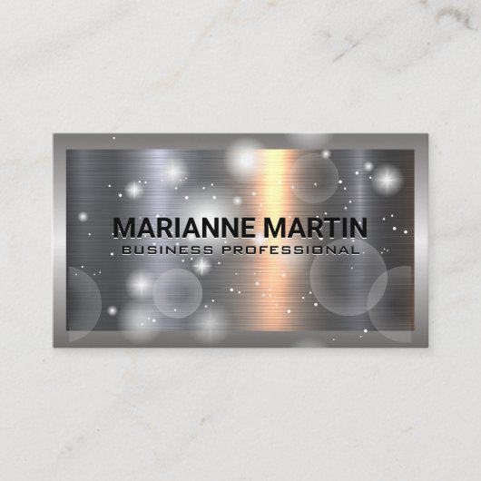 金属アルミニウムシルバーブラシ | 輝く 名刺 (正面)