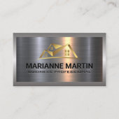 金属アルミニウムシルバーブラシ |金ゴールドハウスロゴ 名刺 (正面)