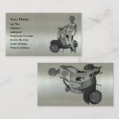 金属アルミニウム効果のスクーターの女の子 名刺 (正面/裏面)