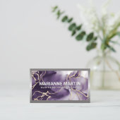 金属アルミニウム銀縁ど | 紫の金ゴールド 名刺 (スタンド正面)