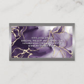 金属アルミニウム銀縁ど | 紫の金ゴールド 名刺 (裏面)