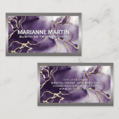 金属アルミニウム銀縁ど | 紫の金ゴールド 名刺 (正面/裏面)